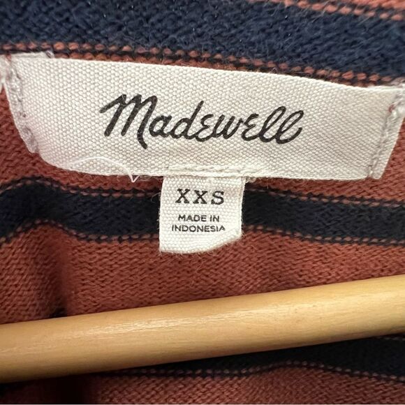 Madewell Striped Tee Breton StripeLong Sleeve TShirt Casler Stripe Rust/Navy XXS - Picture 4 of 6
